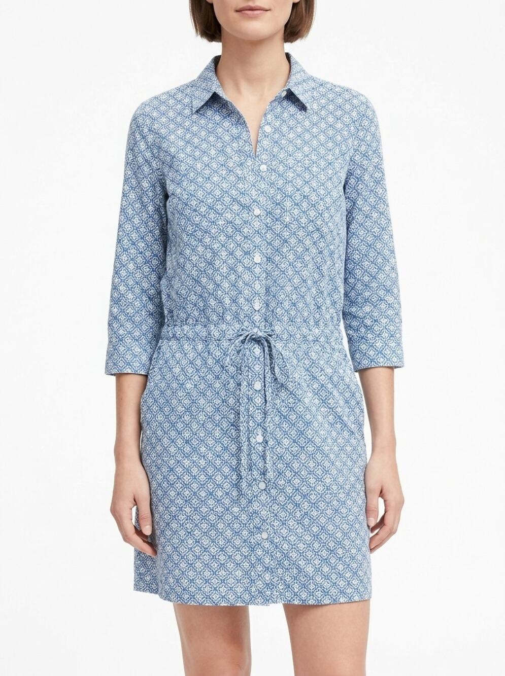 Roberta Roller Rabbit Blue Shirtdress Short Geometric  Women Size XS